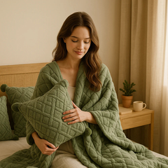 Plaid-Coussin Taffel DuoCocoon™ – Élégance enveloppante & douceur profonde